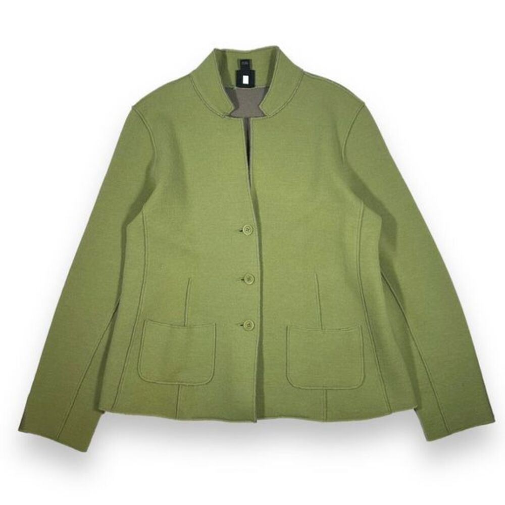 Eileen Fisher Merino Wool Button Front Cardigan Jacket Women S Lime Green